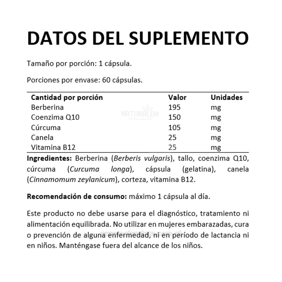 Berberina El Maná 60 Cápsulas
