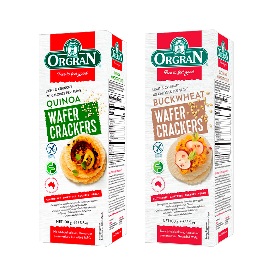 Galletas de oblea Orgran wafer crackers sin gluten 100g
