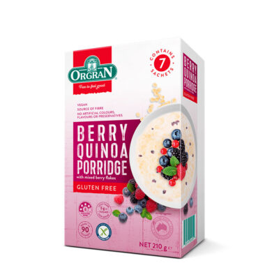 Orgran Berry Quinoa Porridge – Gachas de Quinoa y Bayas, Sin Gluten – 210 g