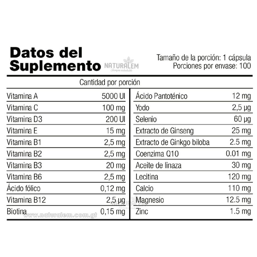 Multivita Men El Maná Multivitamínico para Hombre 100 Cápsulas - Imagen 3