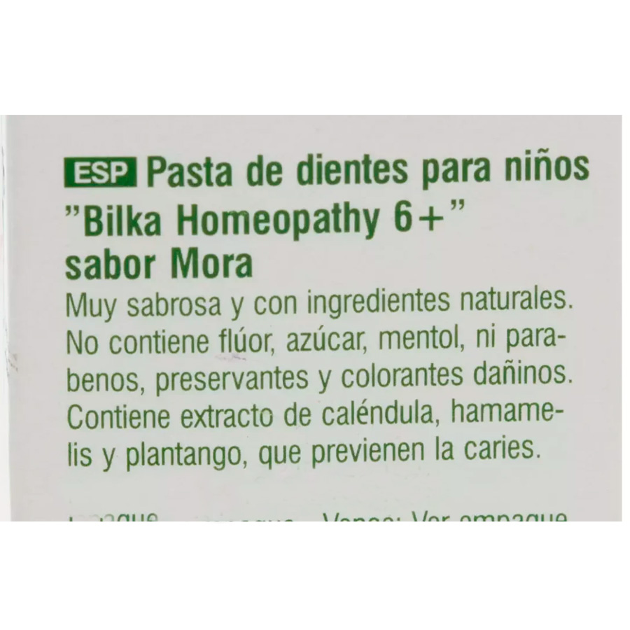 Pasta dental infantil Bilka Dent frambuesa 6 anos 50ml sin fluor